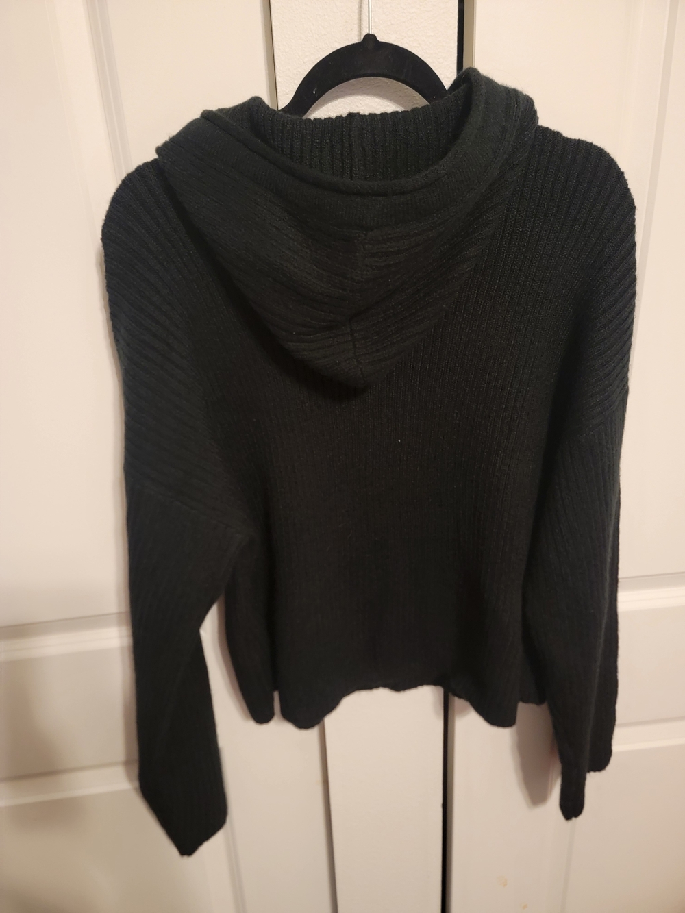 PINK Victoria's Secret Black Ribbed Hooded Sweater - Picture 2 of 4